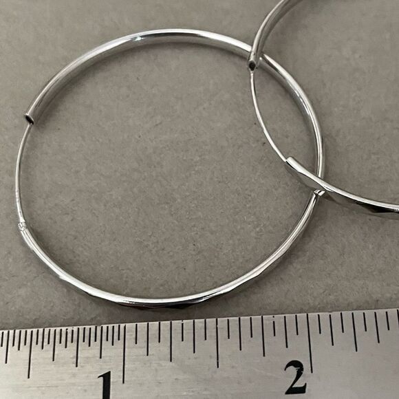 #43 NEW Large 925 Sterling Diamond Cut Hoop Earrings - Picture 5 of 6